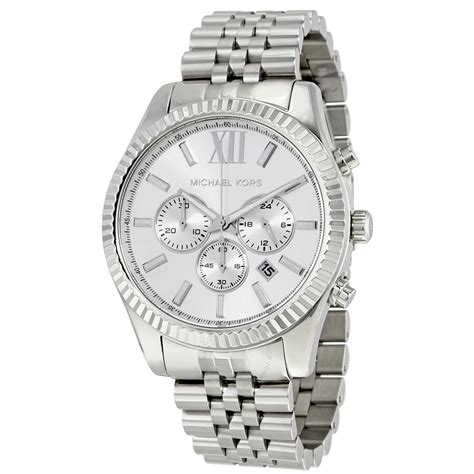 michael kors watch lexington silver|Michael Kors lexington chronograph watch.